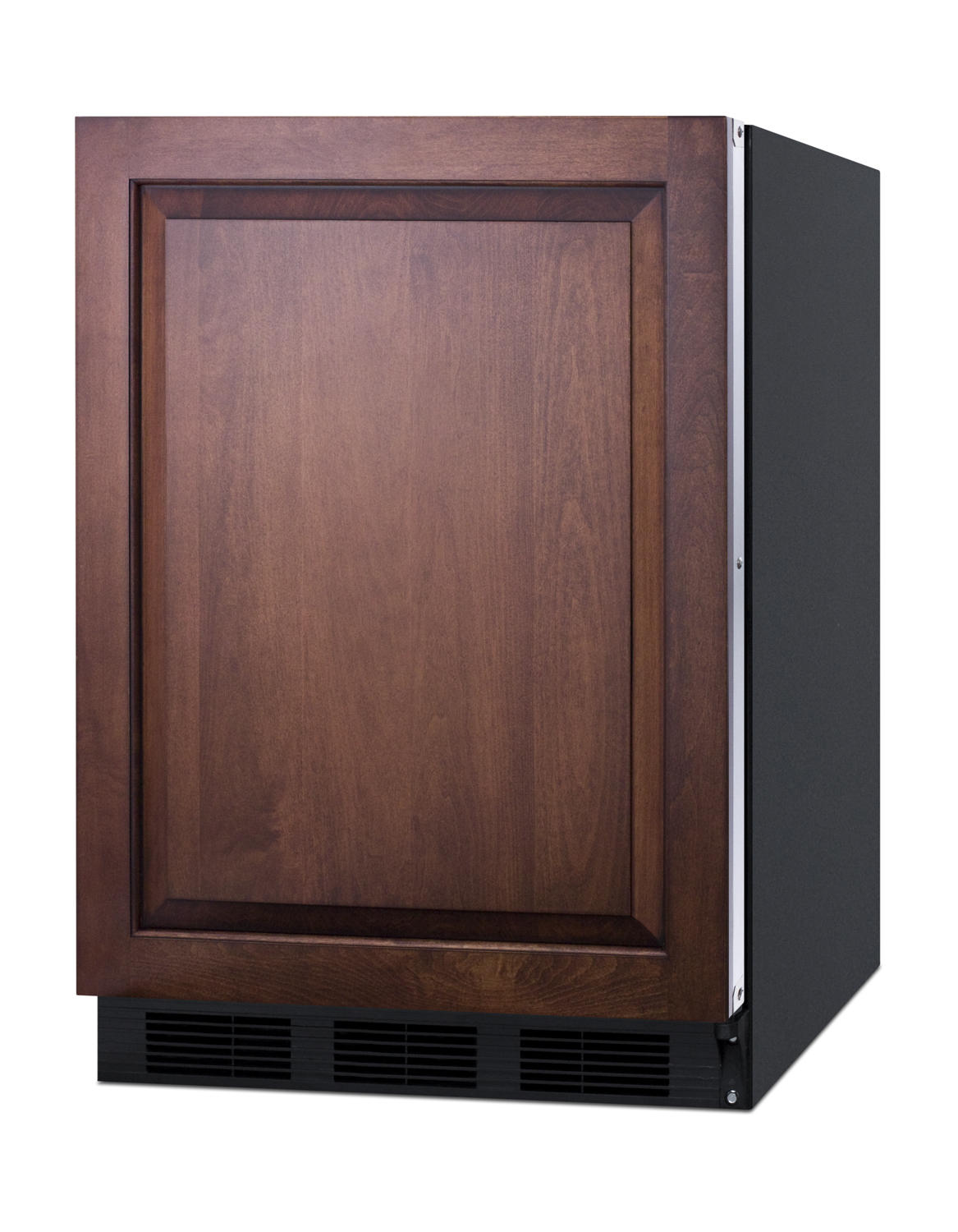 ADA compliant built-in undercounter refrigerator-freezer for residential use, cycle defrost with deluxe interior, panel-ready door, and black cabinet